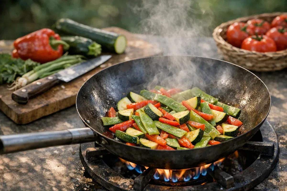 Legumes d'ete au wok : les cuire vite sans les noyer