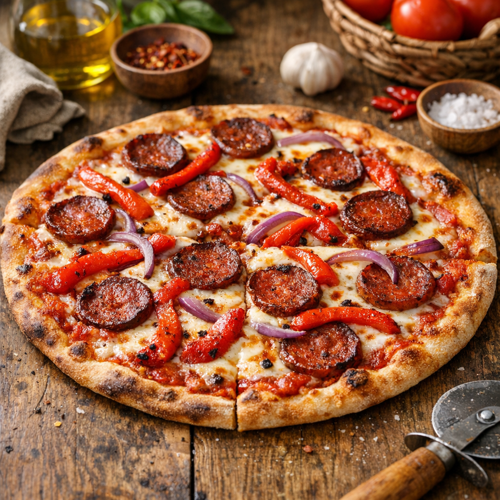 Pizza maison chorizo : recette facile, croustillante et gourmande
