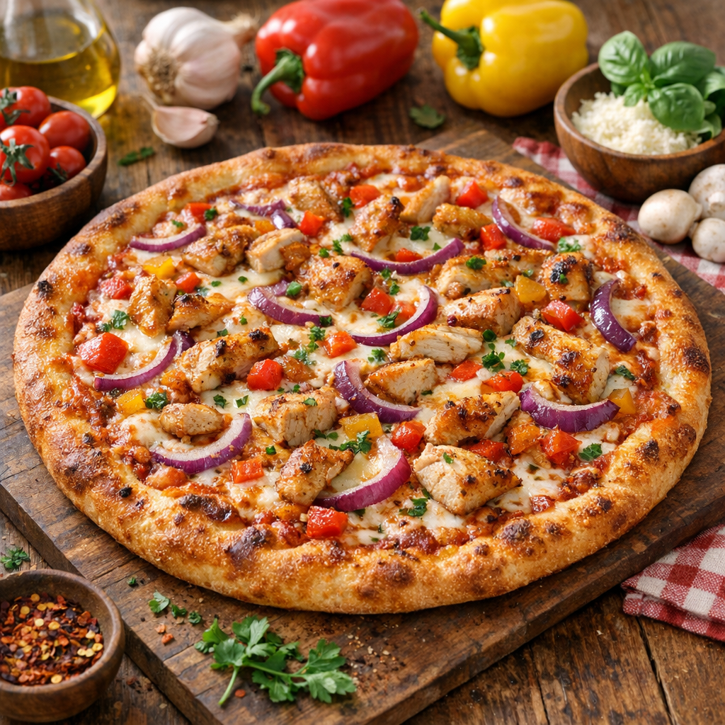 Pizza maison poulet : recette facile, croustillante et gourmande
