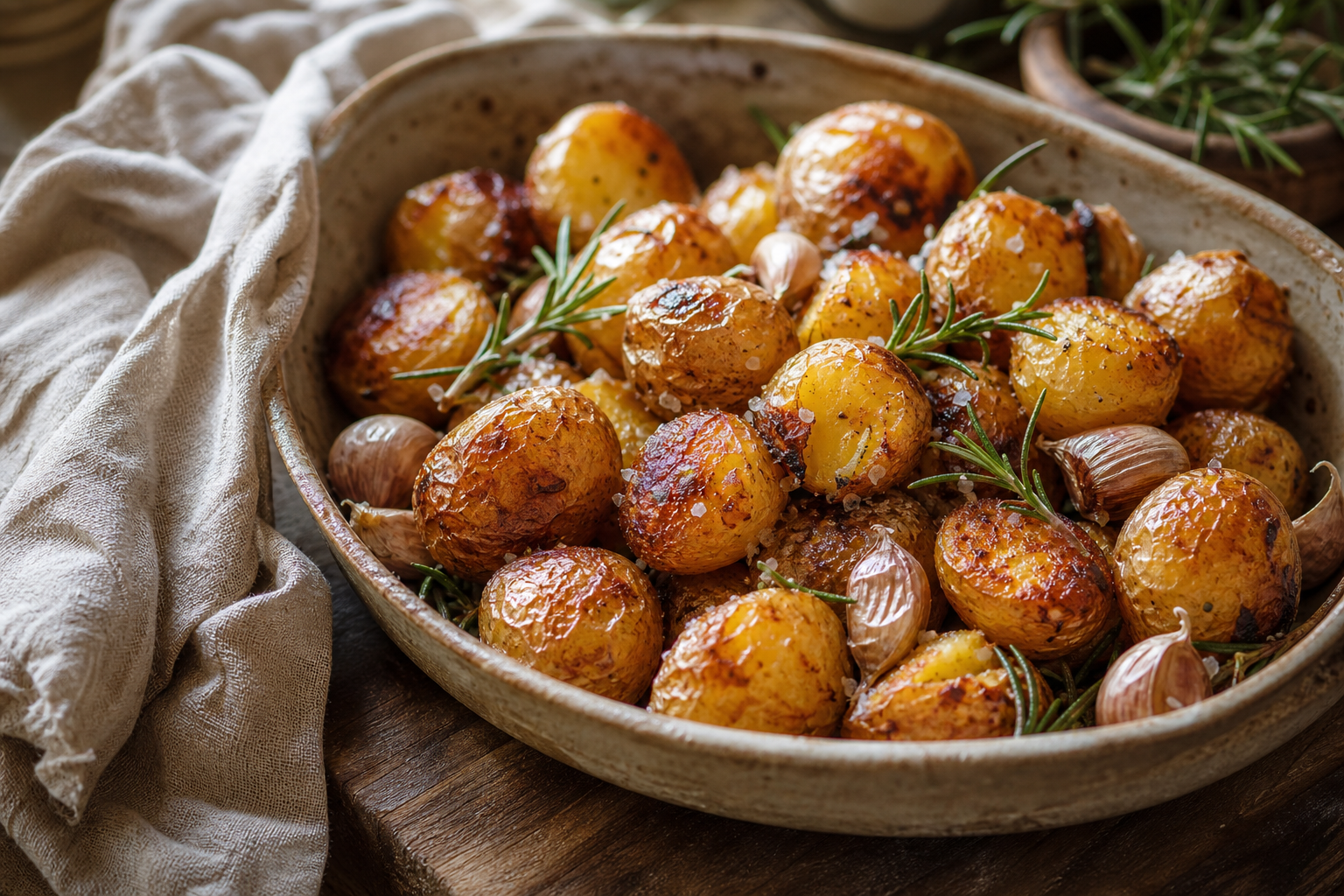 Les pommes de terre grenaille au four, dorées et fondantes