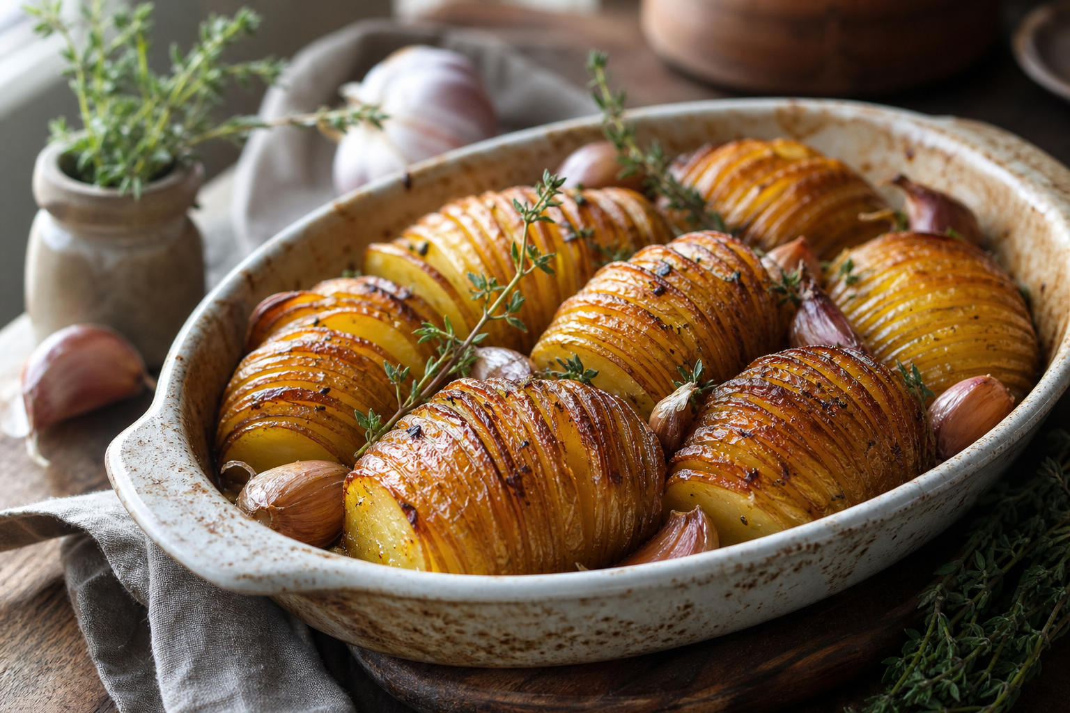 Les pommes de terre suédoises deviennent croustillantes au four