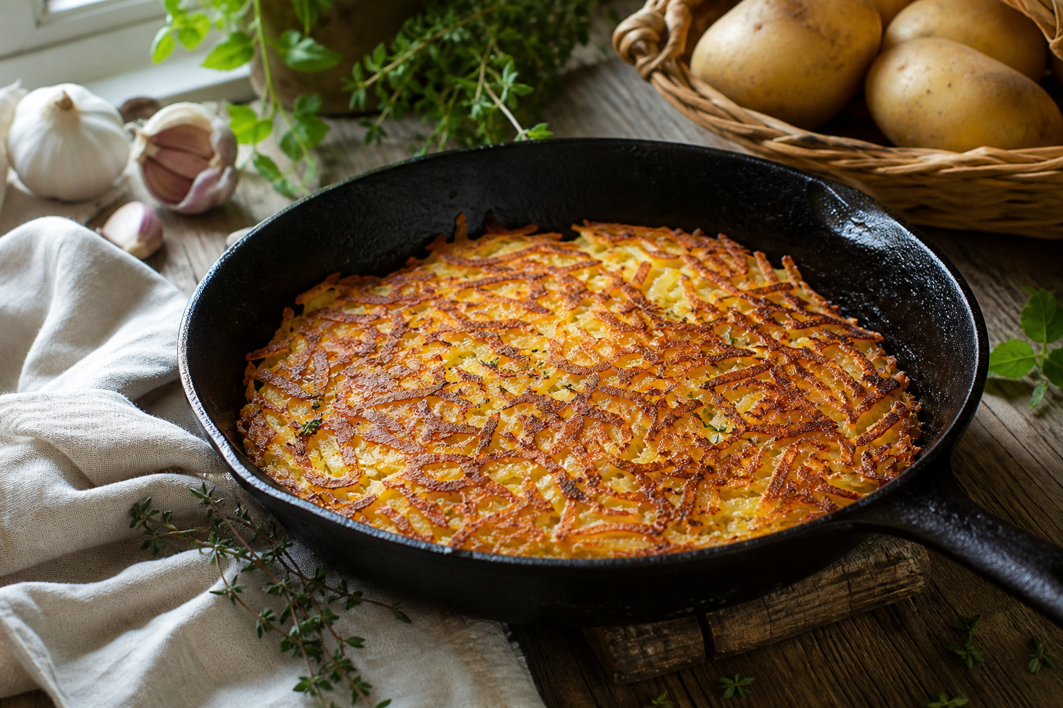 Un rösti pomme de terre croustillant commence dès le râpage