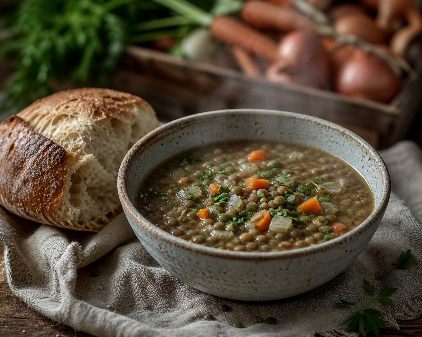 La soupe de lentilles simple est facile à cuisiner et savoureuse