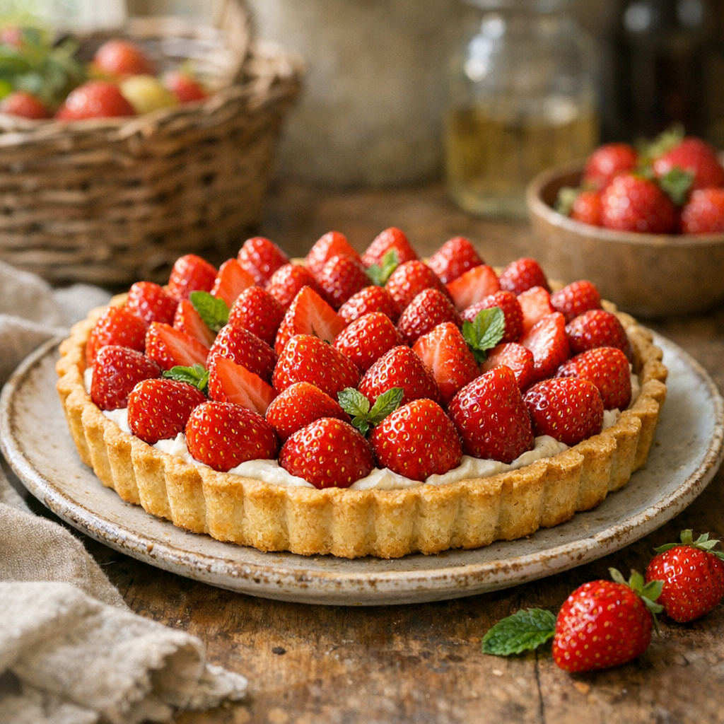 Tarte aux fraises sans crème pâtissière : légère et facile