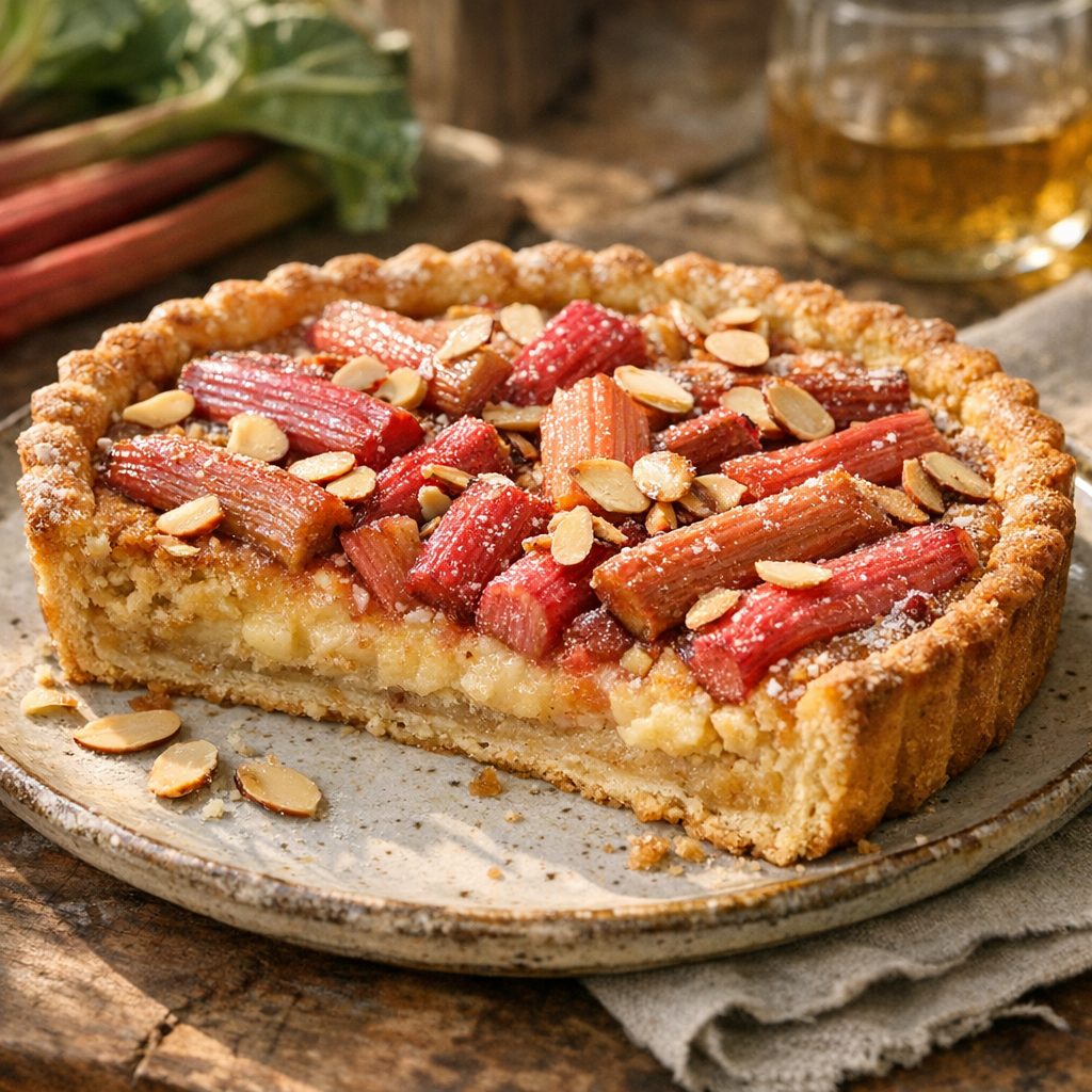 Comment réussir une Tarte à la rhubarbe et aux amandes